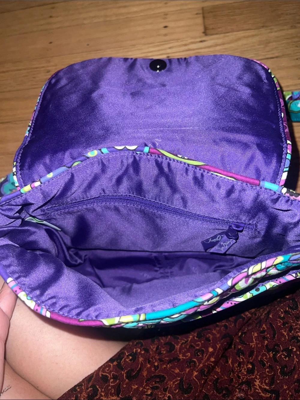 Vera Bradley Purple Teal Paisley Quilted Crossbody Bag